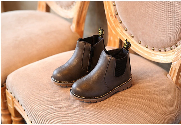 Autumn and Winter Children’s Shoes Short Boots Boys’ Leather Boots Girls Europe and the United States Big Children’s Boots Single Boots