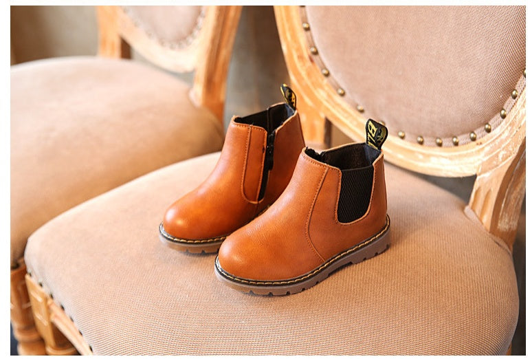 Autumn and Winter Children’s Shoes Short Boots Boys’ Leather Boots Girls Europe and the United States Big Children’s Boots Single Boots