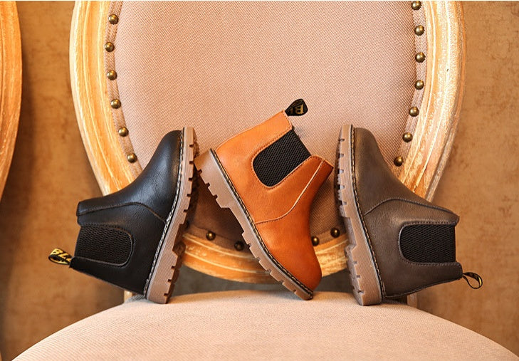 Autumn and Winter Children’s Shoes Short Boots Boys’ Leather Boots Girls Europe and the United States Big Children’s Boots Single Boots