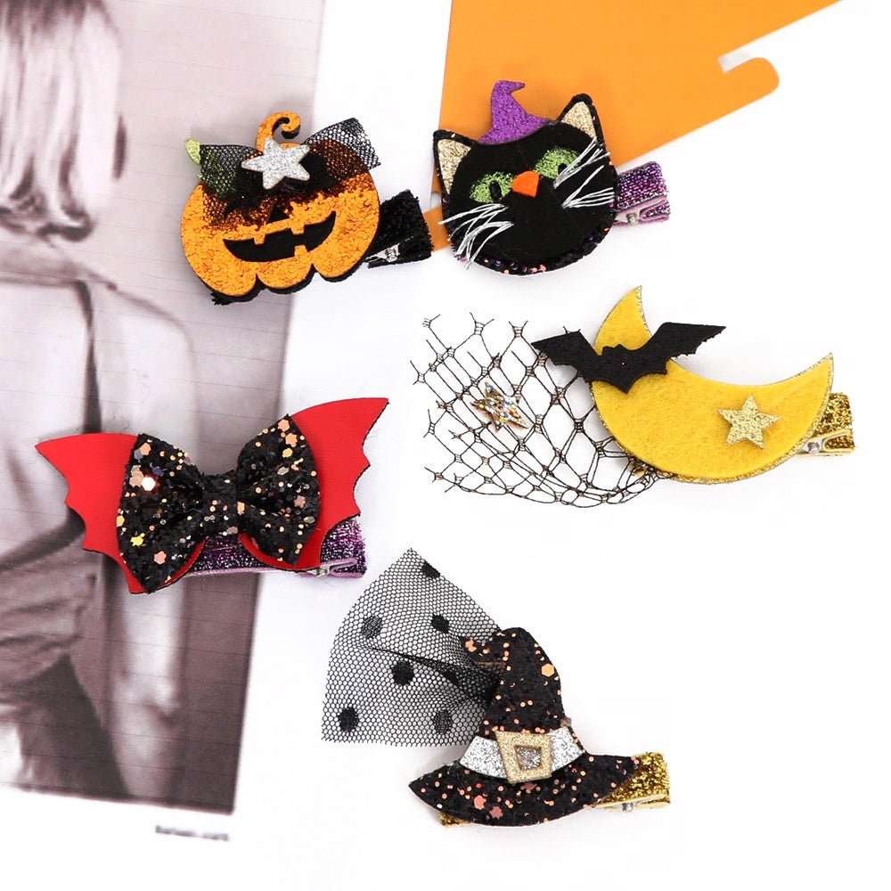 Headdress Barrettes Pumpkin Bow Clip