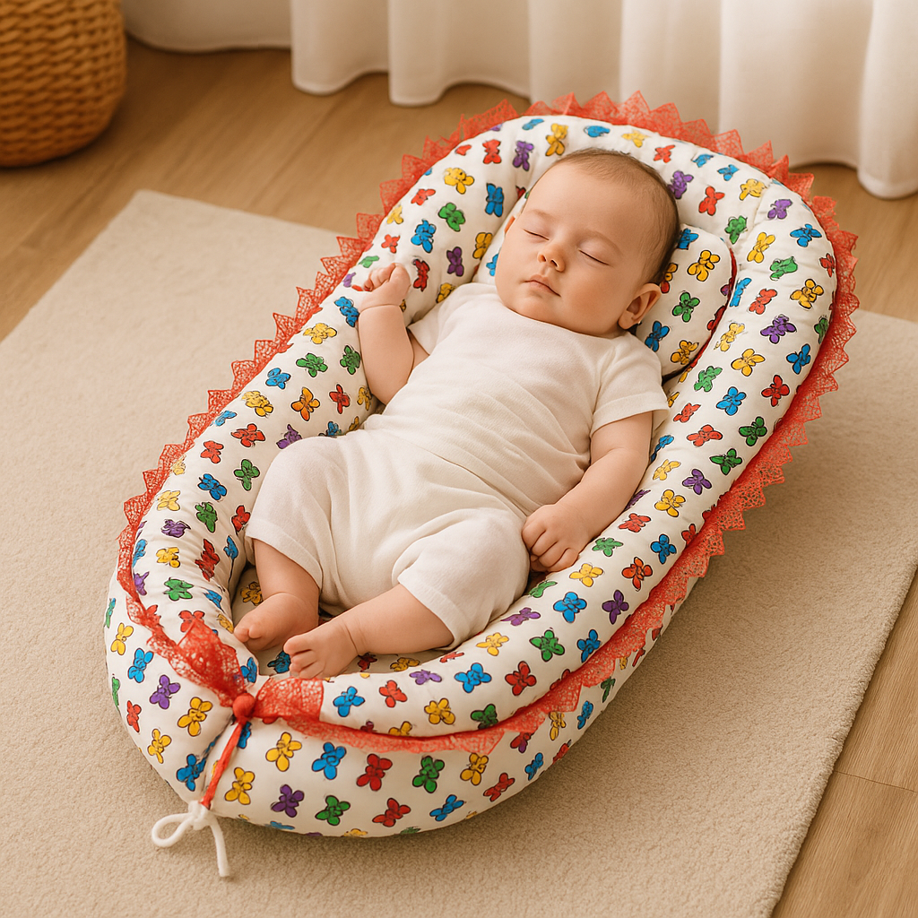 DreamNest Baby Lounger | Portable Newborn Infant Bed, Cozy Sleeping & Carry Nest