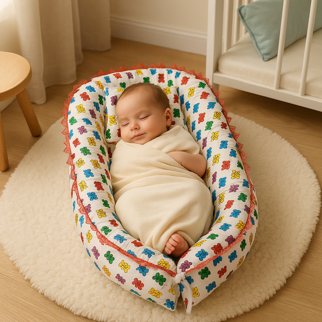 DreamNest Baby Lounger | Portable Newborn Infant Bed, Cozy Sleeping & Carry Nest