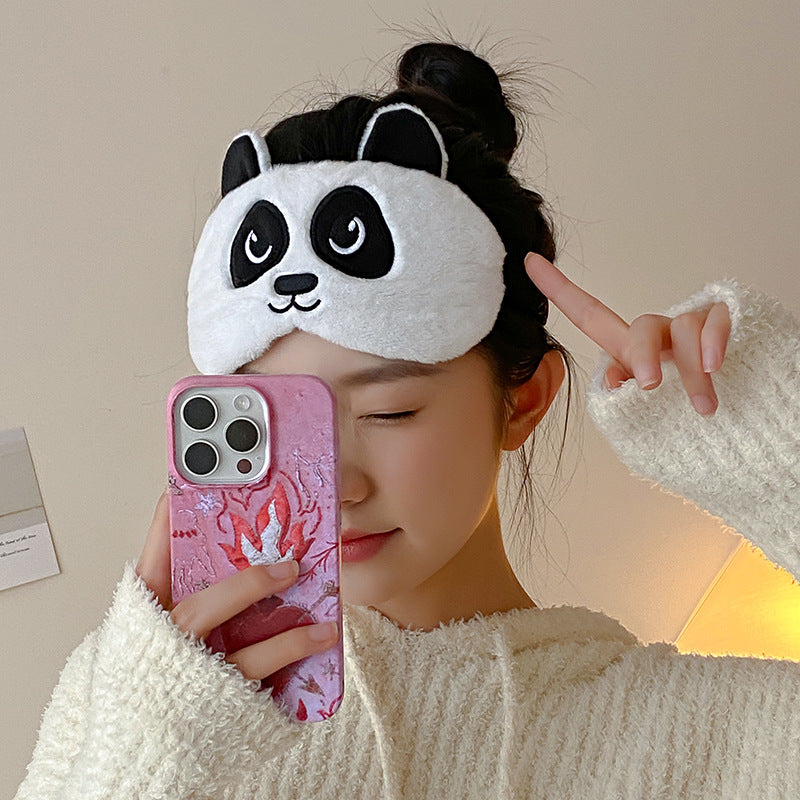 Panda Eye Mask Plush Cute Female Head-mounted